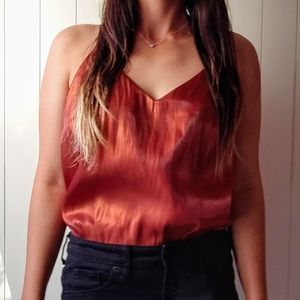 a new day Metallic Crinkle V-Neck Cami Top (M)
